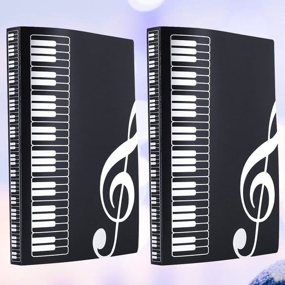 ROMANSENTIAL 2Pcs Portable Music Folder Black Document Organizer for Office and Class Handouts