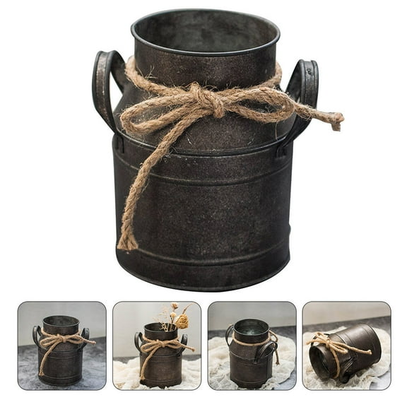 WHAMVOX 2 Pcs Old Tin Flower Bucket Fall Home Decor Vintage Ornaments