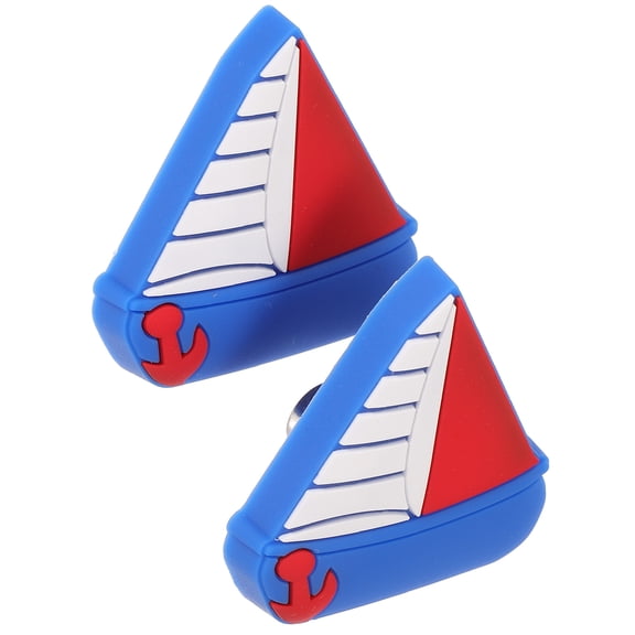 ROMANSENTIAL 2Pcs Blue Plastic Door Handle Sailboat Shape for Home Cabinet Pulls