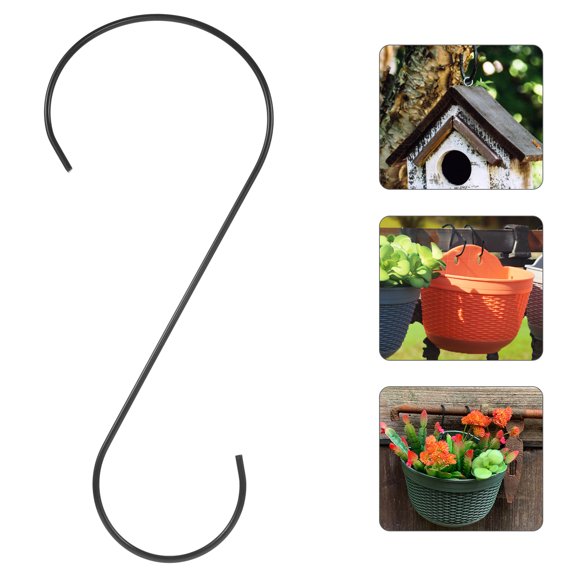 WHAMVOX 2 Pcs Plant Hanging Hook Bird Feeder Hook Wall Bracket 30.00X13.00X0.50CM Black