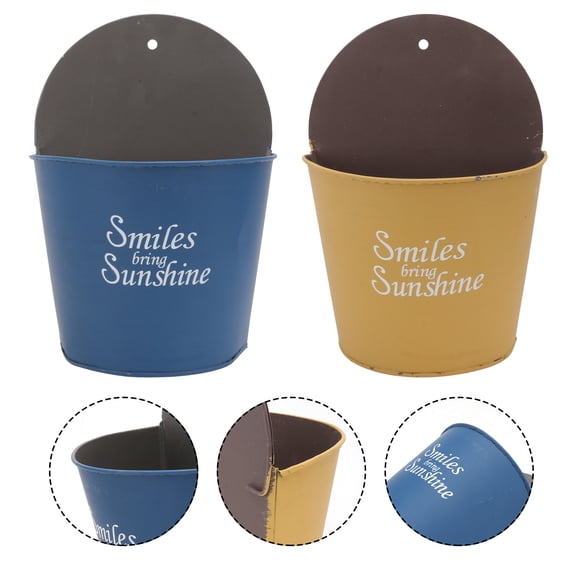 WHAMVOX 2 Pcs Planter Wall Mounted Tin Hanging Flower Pot Pots