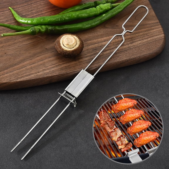 WHAMVOX Professional Design Bbq Skewers Rust-Proof 2Pcs 12.8X1.1X0.7In