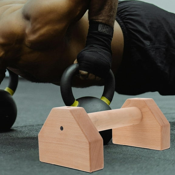 WHAMVOX 2 Pcs Pushup Handles Strength Training Pushup Stands Wooden Push Up Bars Handstand Support Fitness Accessory