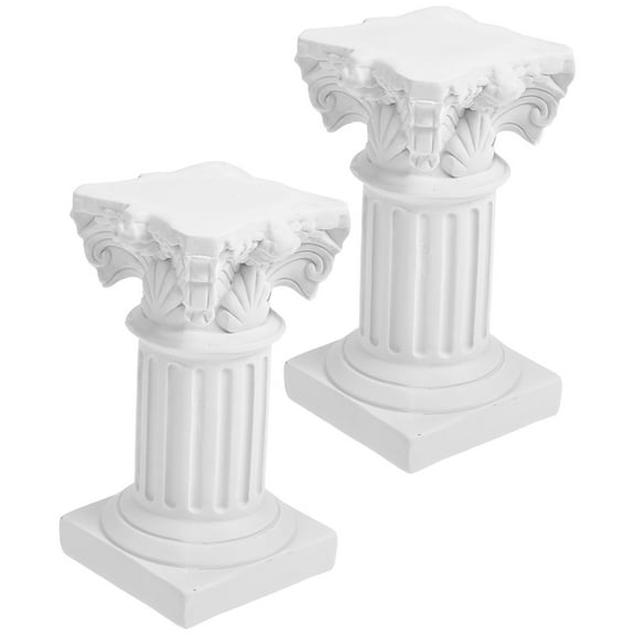 WHAMVOX  2 Pcs Roman Column Candlestick Base Pillars Table Decor Decorative White
