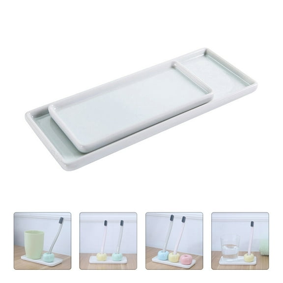 WHAMVOX 2 Pcs Shaped Ceramic Storage Tray Bathroom Plates