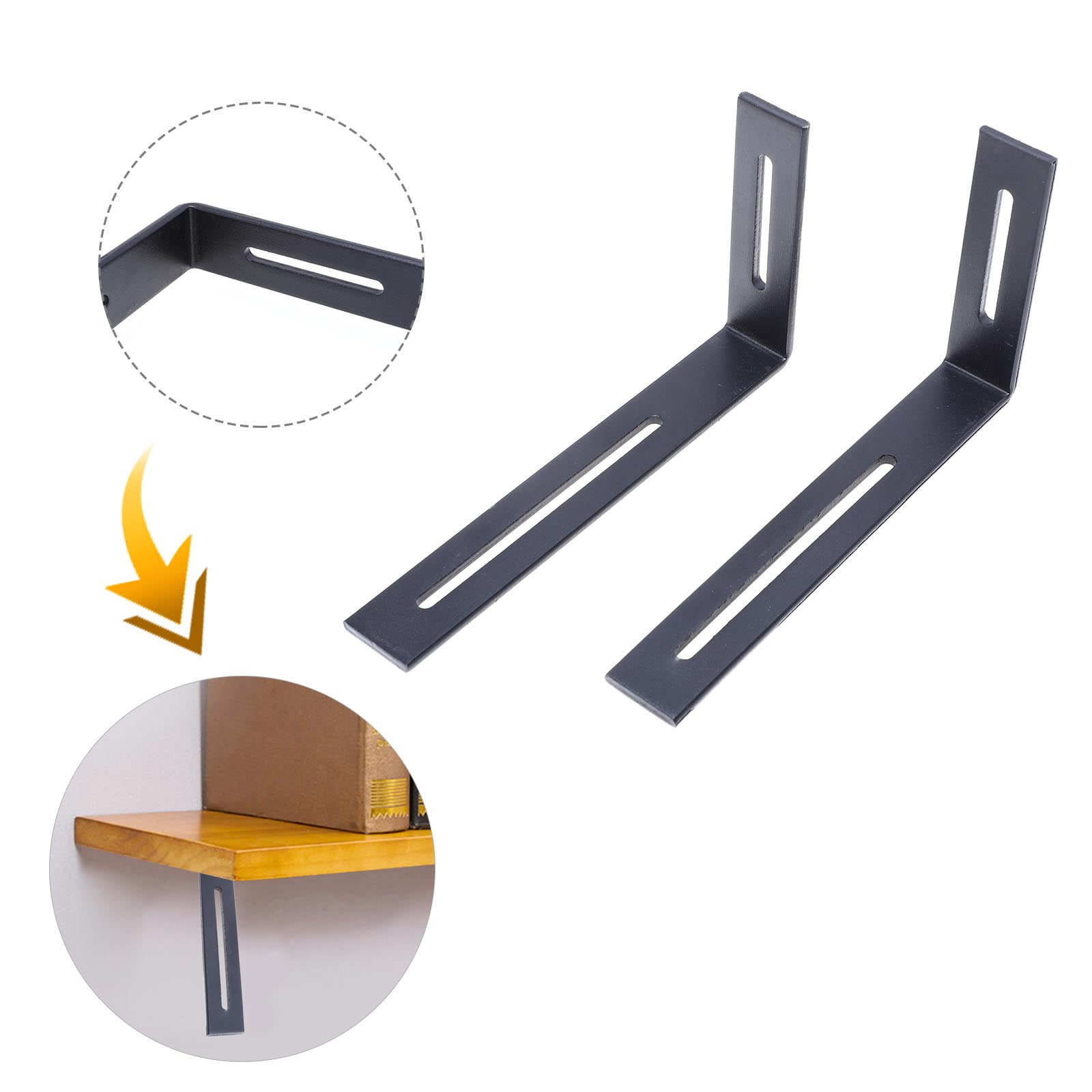WHAMVOX  2 Pcs Fixed Bracket Brackets for Shelves Shelf Corner Brace Black