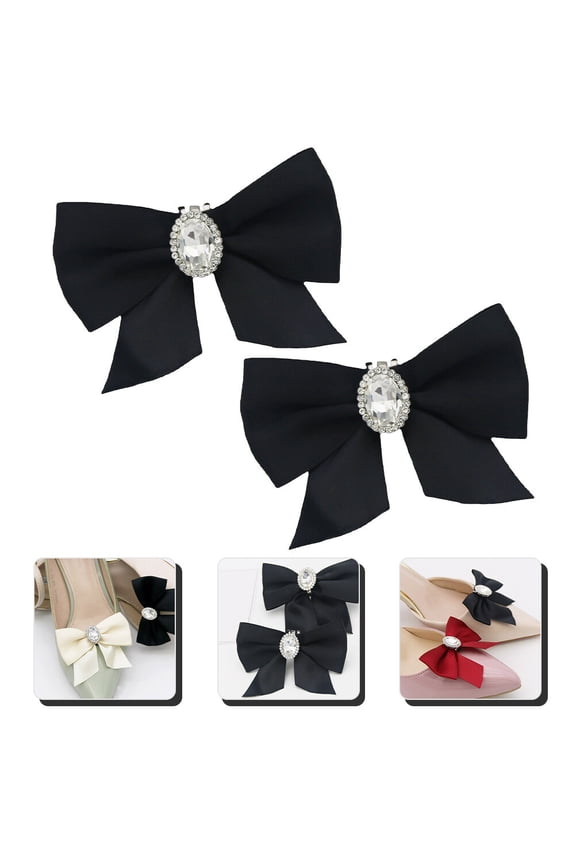 2 Pcs Black Shoe Flower Accessories for Girls, Decorative Floral Charms for Shoes and Sandals