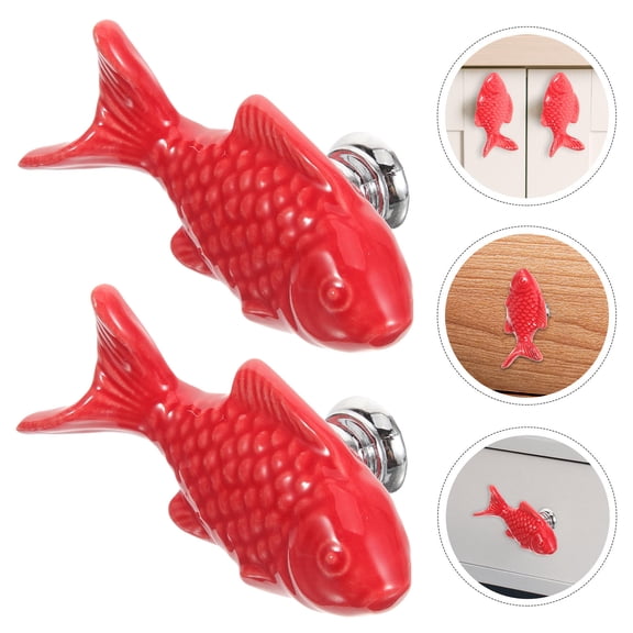 WHAMVOX  2 Pcs Single Hole Cabinet Knobs Handles Kitchen Cabinets Red