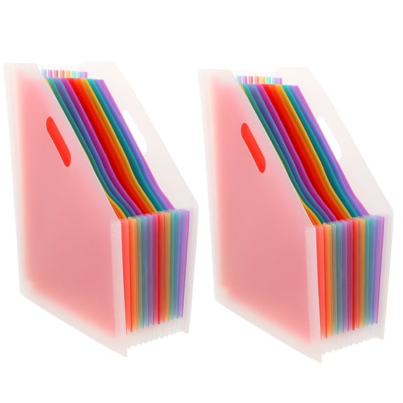 WHAMVOX 2 Pcs Small Accordion File Organizer Van Folding Student Transparent