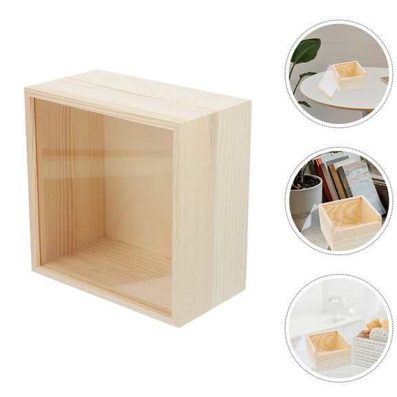 WHAMVOX 2 Pcs Small Acrylic Storage Box Clear Top Box Man 18.00X18.00X10.00CM Beige