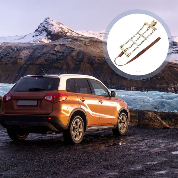WHAMVOX 2 Pcs Snow Chains Tire Traction Steel for Cars Thickened Golden