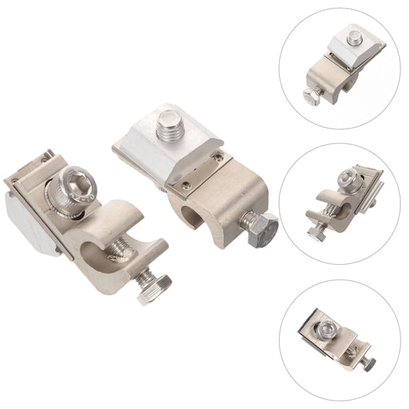 WHAMVOX 2 Pcs Solar Panel Grounding Lug Clip Clamps Exterior Cable Silver