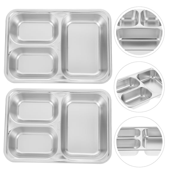 HOOWIFFY Food Serving Plates Silver For Health Conscious People 2Pcs 9.4X6.7In