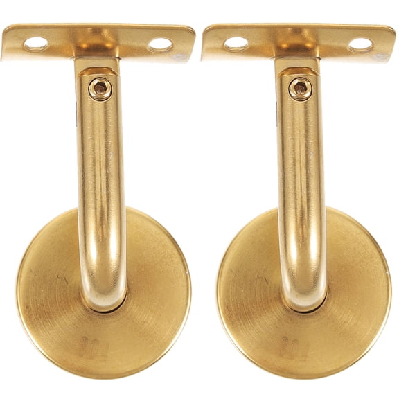 COMPUKAS Golden Stair Handrail Brackets, Simple Design, 2 Pieces, Metal Support, 3.9 x 3.1 x 2.0 Inches