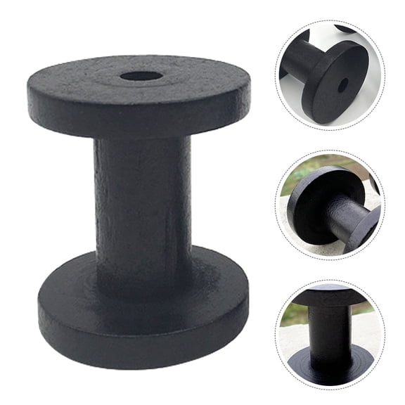 WHAMVOX 2-Pack Solid Wood Thread Spools Black 6x5x5 cm Crafting and Sewing Accessories