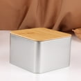 thumbnail image 1 of WHAMVOX  2 Pcs Tin Box with Bamboo Lid Storage Container Canisters Square Cookie Tins Jars, 1 of 8