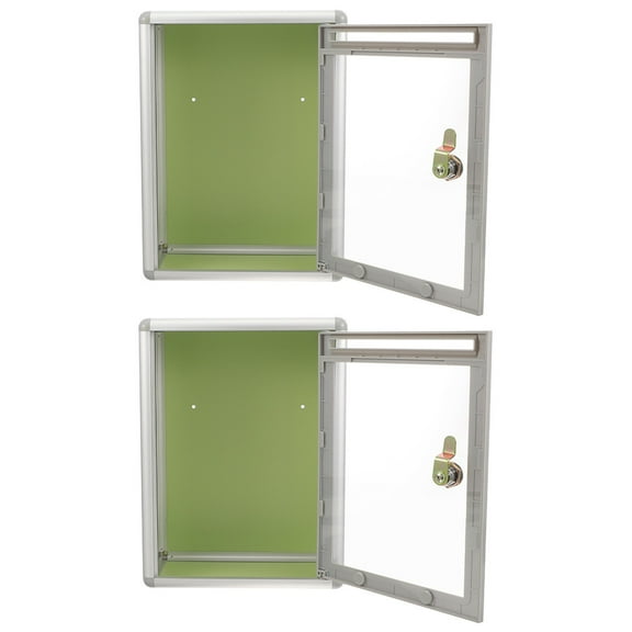 WHAMVOX 2 Pcs Transparent Mailbox Lockable Wall Mounted Office Grey