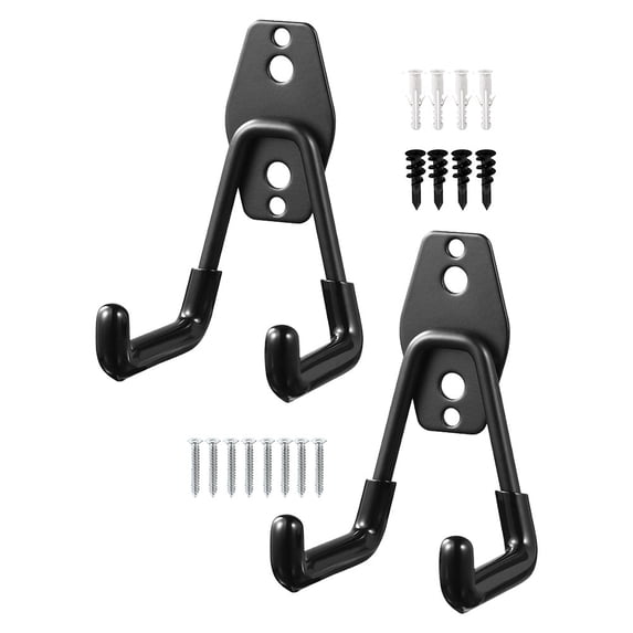 FESTFENDS Wall Mount Utility Hook Black 2Pcs 5.11X5.11X2.55in
