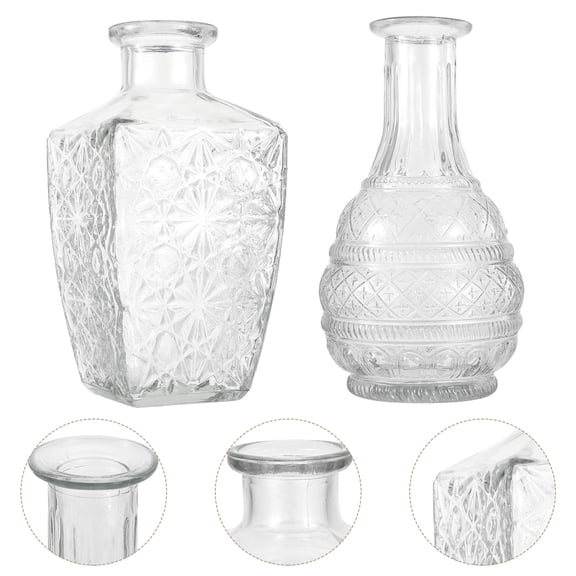 WHAMVOX Set of 2 Embossed Glass for Wedding Decor, Desktop Plant Holders, Elegant and Decorative Pieces