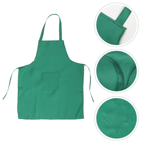 WHAMVOX  2 Pockets Adjustable Apron Bib Chef Men and Women Dark Green 85.00X60.00X0.10CM