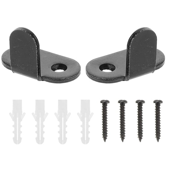 ROMANSENTIAL 2Sets Slim Black Sliding Closet Door Guides Barn Door Floor Guides Noise Free Stopper