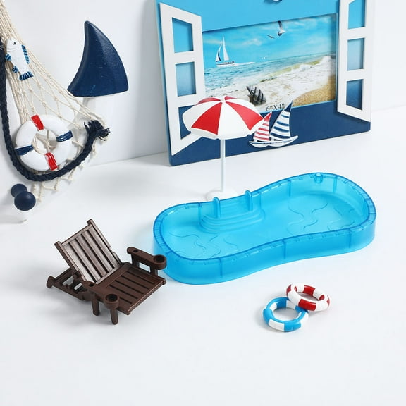 WHAMVOX 2 Sets Beach Miniature House Decoration Dollhouse Swimming Pool