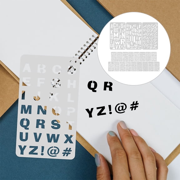 WHAMVOX  2 Sets Calligraphy Stencil Letters Creative Scrapbooking Supplies White