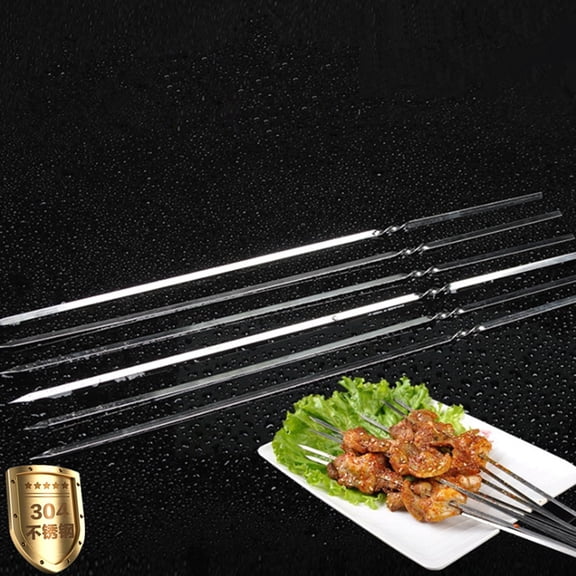 SKISUNO 20-Pack 304 Stainless Steel Kabob Skewers for Barbecue Grilling and Reusable