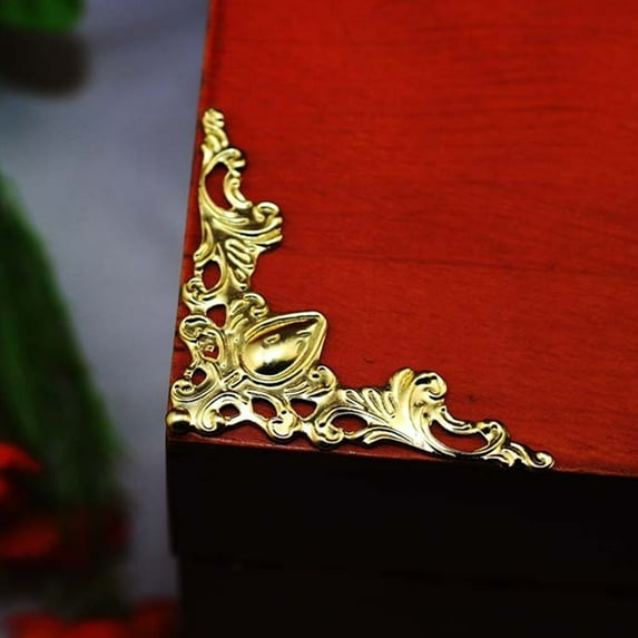 WHAMVOX  20 Pcs Book Corner Protector Cover Decorative Picture Corners for Scrap Golden