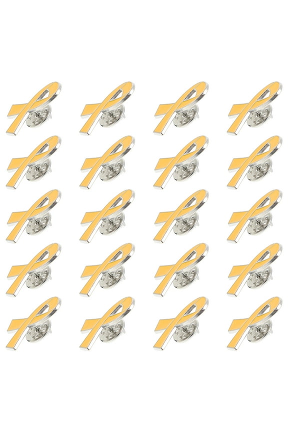 20 Pcs Brooches Safety Pin Awareness Ribbon Lapel Nurse Yellow