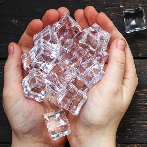 WHAMVOX 20 Pcs Clear Fake Ice Acrylic Decorative Ice Cubes Display For Home Wedding Centerpiece Photo Props Kitchen Table Decoration Vase Filler Toy