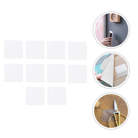 ROMANSENTIAL 20Pcs Transparent Double Sided Adhesive Tape Stickers Removable No Trace