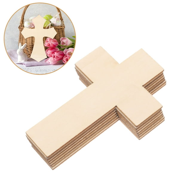 COMPUKAS Blank Wood Slices Cross Shape 20Pcs 4.3x2.7in
