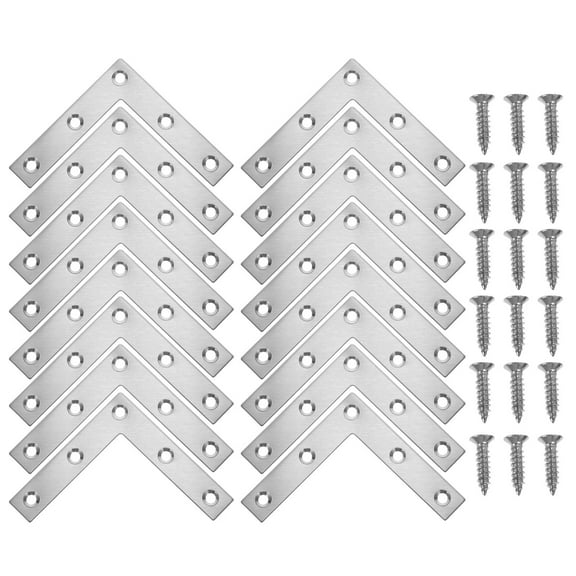 WHAMVOX 20 Pcs Fastener Furniture Hardwares Corner Brace Duty Silver