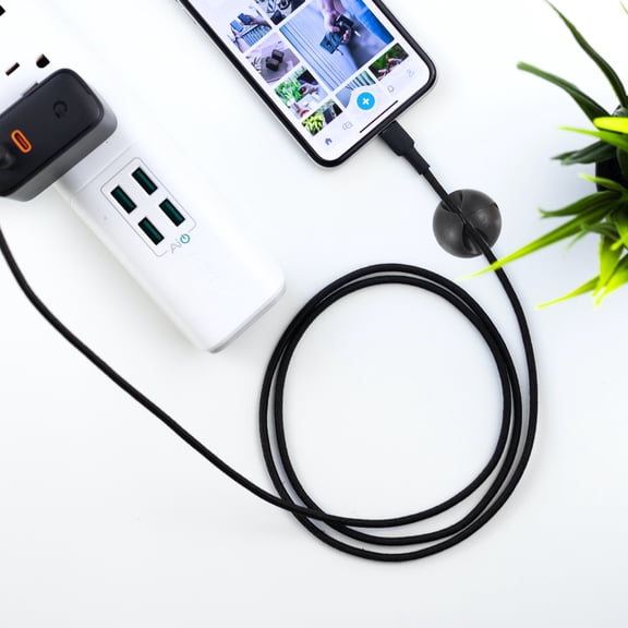 WHAMVOX  20 Pcs Fastener Sticky Cable Clips Small Cord Wire Holders for Cords Office Black