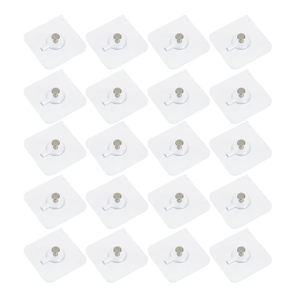 HEANUJJ 20-Pack Self Adhesive Hooks with Strong Adhesive Screw Patches, Iron Finish for Hanging and Organizing