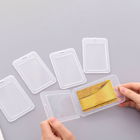 ROMANSENTIAL 20Pcs Transparent Id Badge Holders Plastic Cover for Professional Work Name Tag Protection