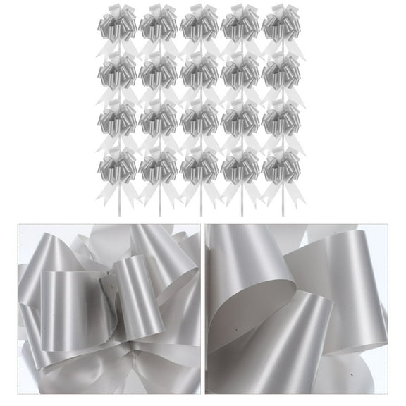 WHAMVOX 20 Pcs Pull Bow Ribbon Wrapping Chiffon Gift Boxes The Silver
