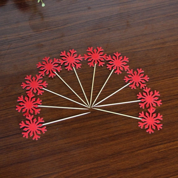 HOOWIFFY Red Paper Snowflake Cake Toppers 20Pcs Holiday Celebration
