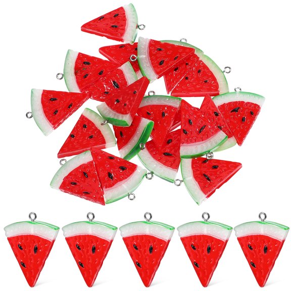 WHAMVOX  20 Pcs Watermelon Kitchen Decor Fruit Charms For Jewelry Birthday Artificial Red