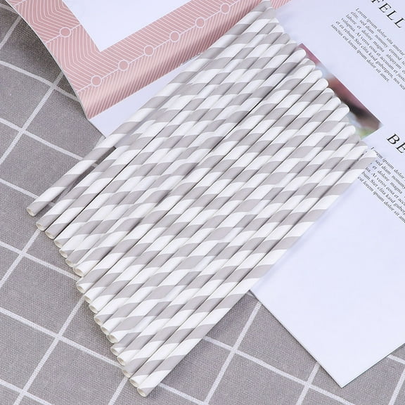 WHAMVOX 200 Pcs Drinking Tube Cardboard Straw Wide and Long Paper Straws 19X0.6cm Grey