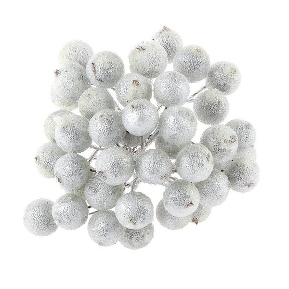 WHAMVOX 200 Pcs Foamy Berries Artificial Flowers Berry Garland Silver