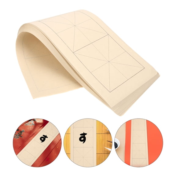 WHAMVOX 200 Sheets Handmade Paper of Grid Rice Calligraphy Chinese Brush Practice