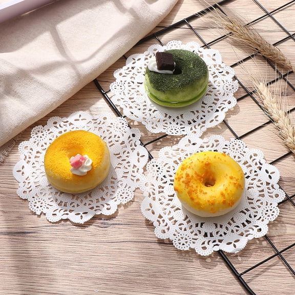 WHAMVOX 200PCS Round Lace Paper Doilies for Pizza Liners Kitchen Oil-Absorbing Baking Pads and Food Packaging