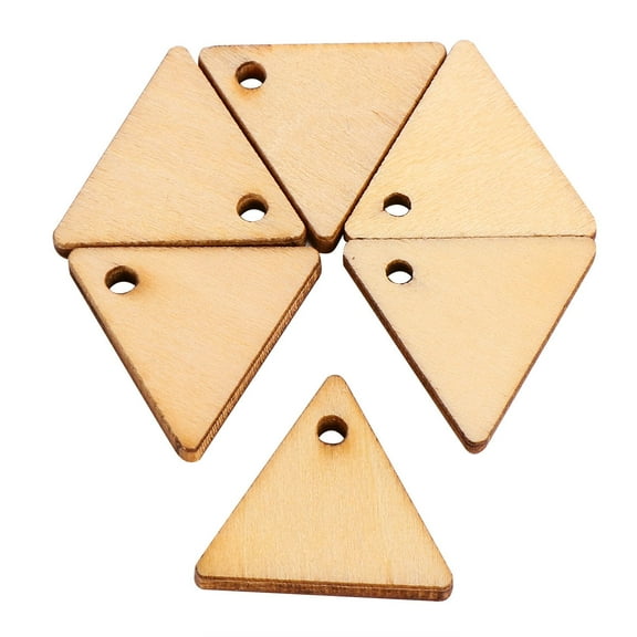WHAMVOX 200pcs DIY Triangle Wooden Slice Pendants Unfinished Cutouts with Holes