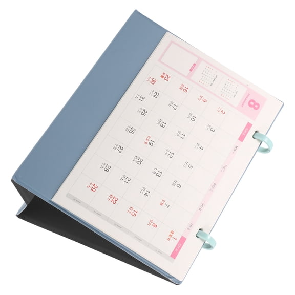 WHAMVOX 2026 Sky Blue Monthly Desk Calendar PU Material Standing Flip Calendar for Office