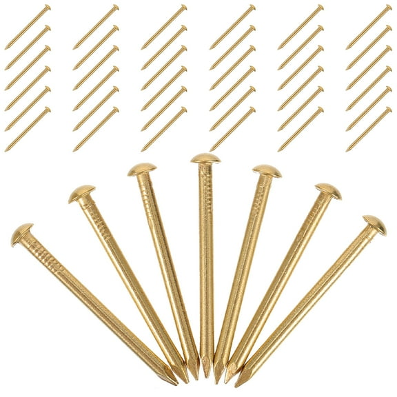 HOOWIFFY Durable Golden Round Head Copper Nails for Crafting and Carpentry