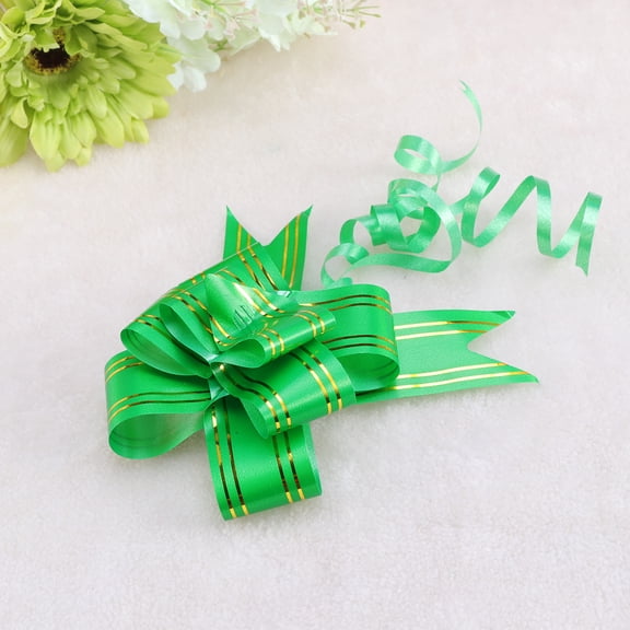 WHAMVOX 20PCS Golden Side Design Pull Bows Gift Knot Ribbons String Bows for Wedding Gift Wrapping Car Decoration (Green)