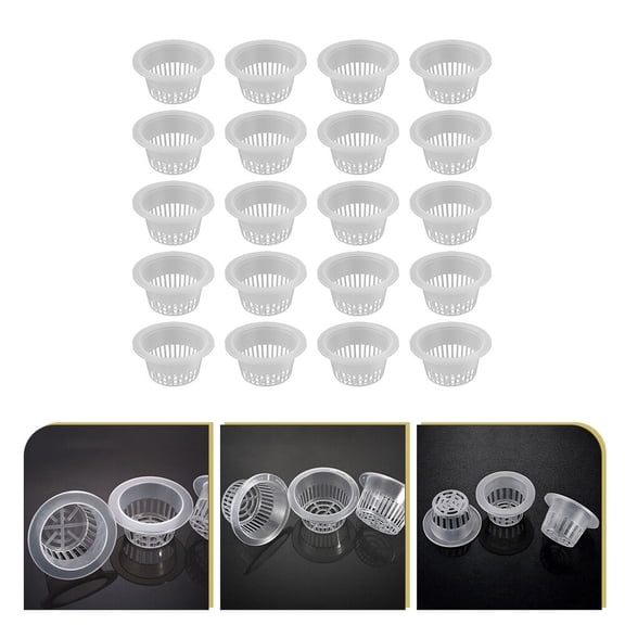 WHAMVOX 20Pcs Hydroponic Net Pots Garden Net Cups Pots Plastic Slotted Mesh Net Cups