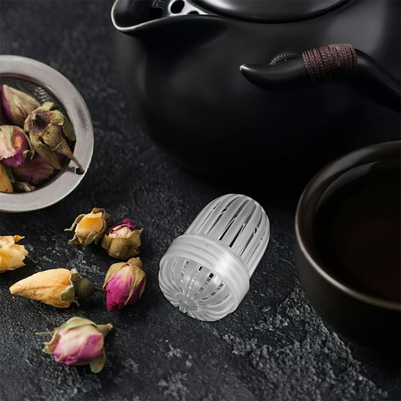 WHAMVOX 20pcs Clear Tea Infuser Ball Steeper Basket Filter Plastic Infuser Replacement Loose Tea Mesh Strainer Insert For Teapot Mug Cup Accessories